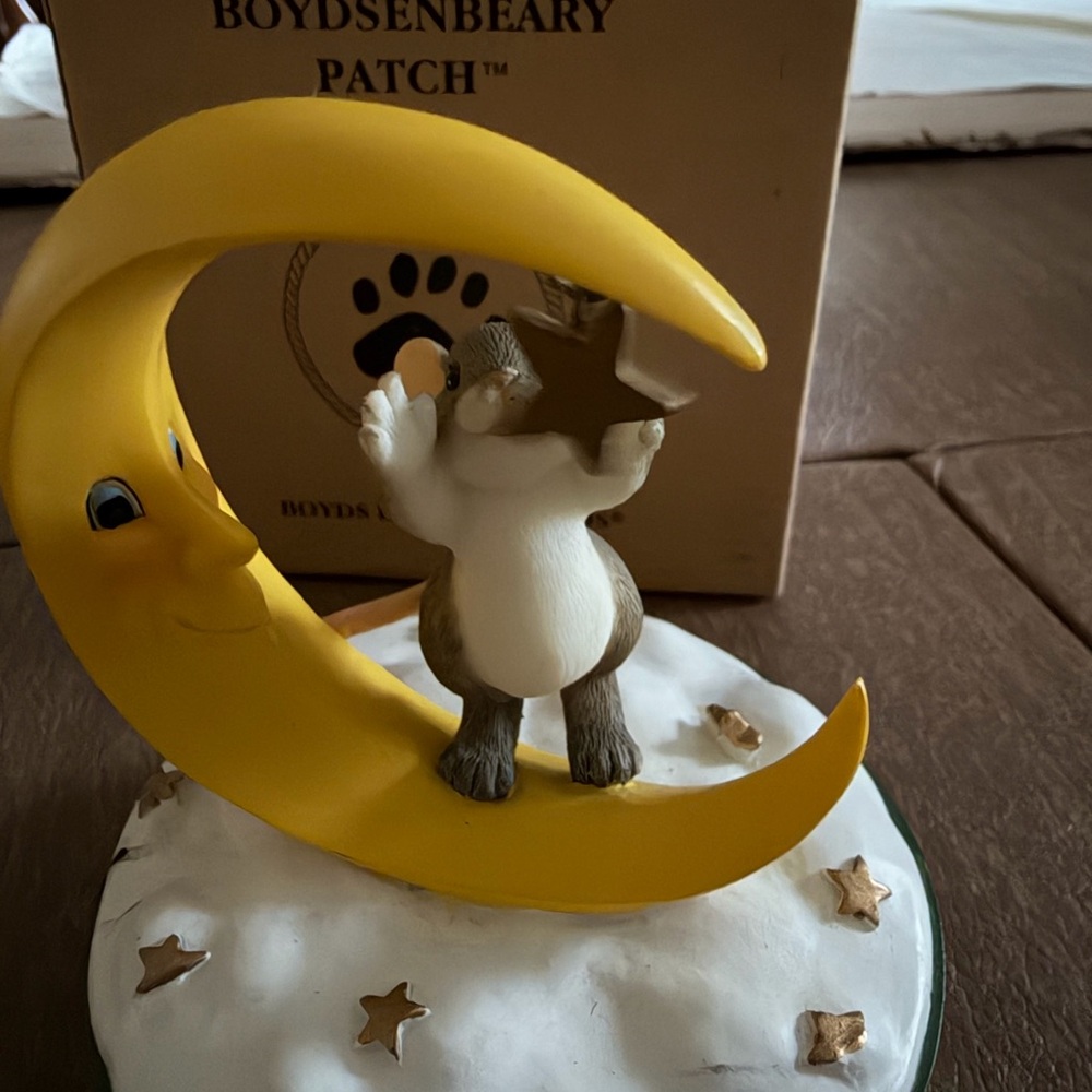 Candle Topper. Yellow Moon and Mouse Figurine